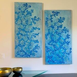 Handmade art mixed media with Palestinian embroidery (Tatreez) 💙